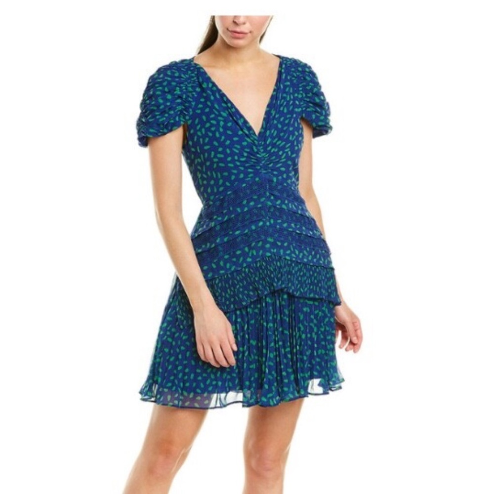 Self-Portrait Green and Blue Chiffon Dress